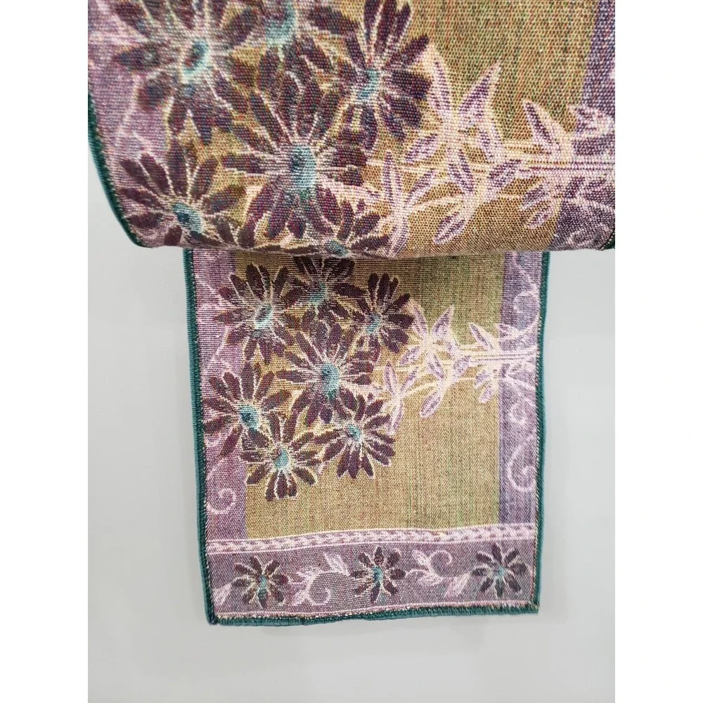 Jacquard Tapestry Table Runner Sunflowers Floral garden cottagecore whimsical